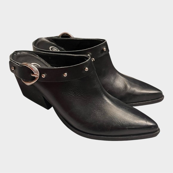 GOLO Woody Noir Black Leather Women's Shoes Mule Booties Size 9 studded western - Picture 3 of 11